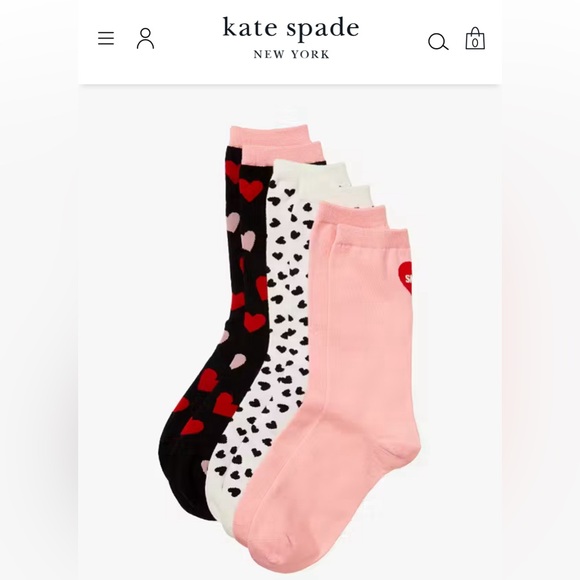 Kate Spade Hearts 3-Pack Crew Socks - Picture 9 of 10